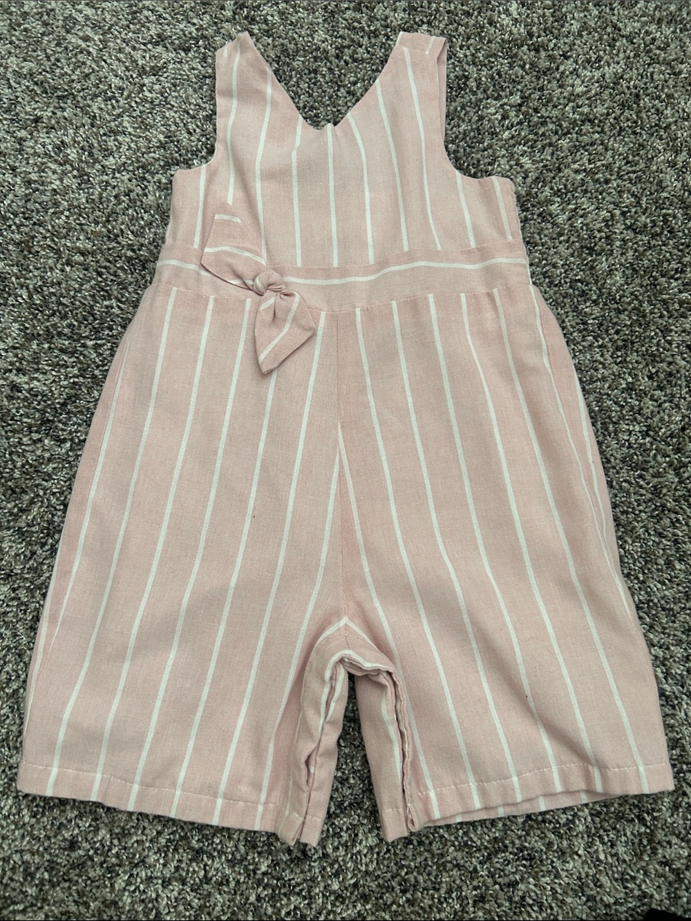 Rare Editions Pink and White Striped Girls Romper
